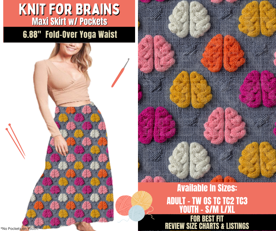 Preorder! Closes 10/1. ETA Dec. Knit For Brains Maxi Skirt
