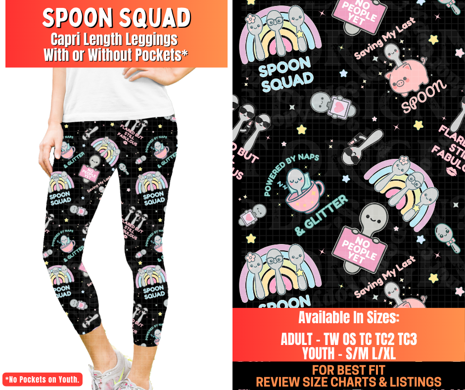 Preorder! Closes 12/29. ETA March. Spoon Squad Capri Length Leggings w/wo Pockets