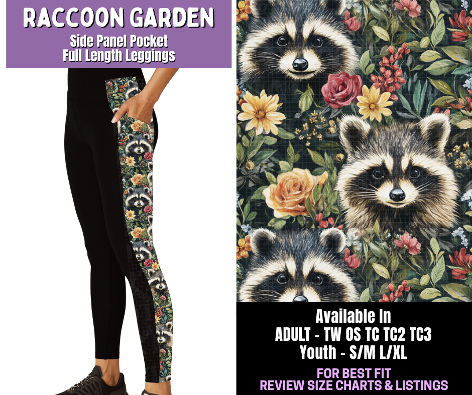 Preorder! Closes 12/18. ETA March. Raccoon Garden Side Panel Pocket Full Length Leggings