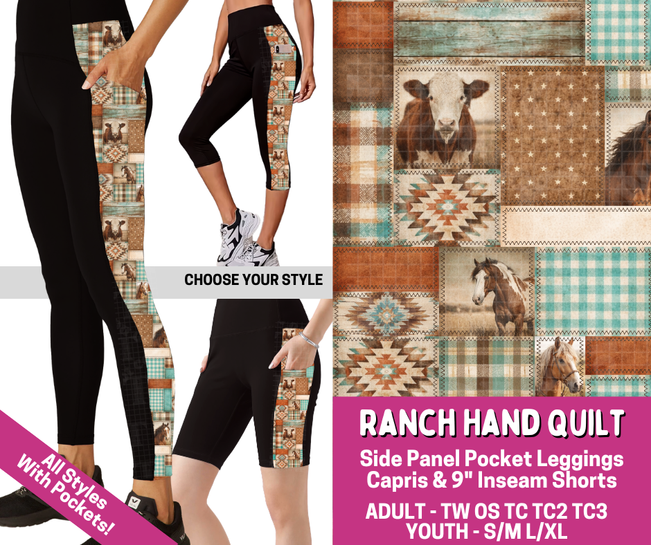 Preorder! Closes 6/18. ETA Sept. Ranch Hand Quilt Combo Side Panel Legging Lengths