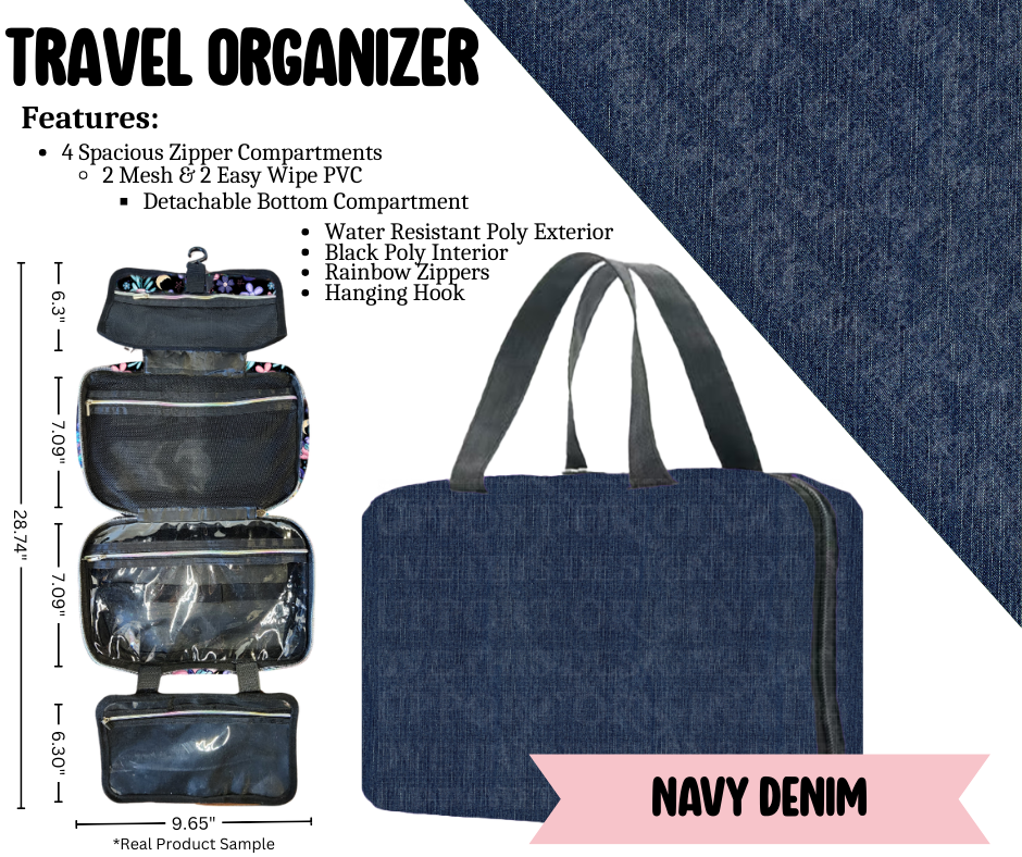 Preorder! Closes 3/30. ETA June. Navy Denim Travel Organizer