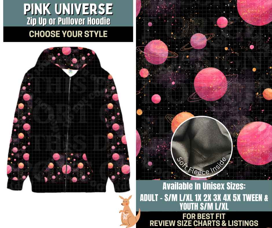 Preorder! Closes 10/2. ETA Dec. Pink Universe Zip-Up or Pullover Hoodie