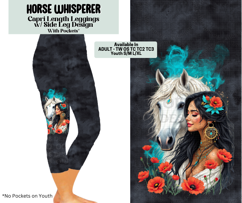 Preorder! Closes 6/19. ETA Sept. Horse Whisperer Capri Leggings w/ Side Leg Designs