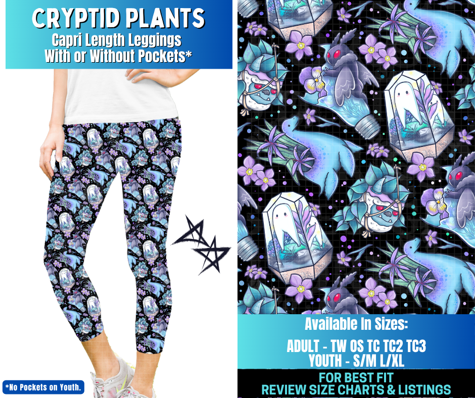 Preorder! Closes 12/17. ETA March. Cryptid Plants Capri Length Leggings w/wo Pockets