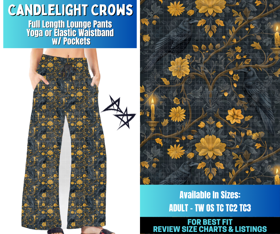 Preorder! Closes 12/17. ETA March. Candlelight Crows Full Length Lounge Pants