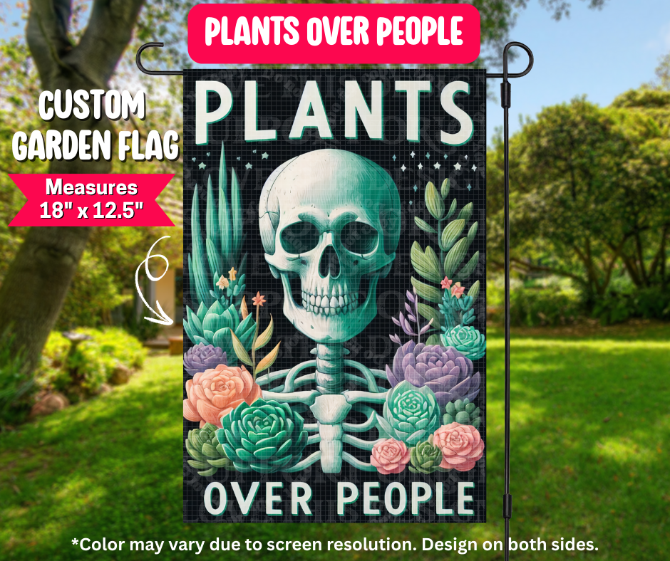 Preorder! Closes 12/25. ETA March. Plants Over People Garden Flag