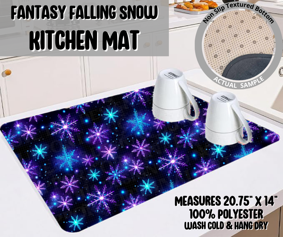 Preorder! Closes 9/10. ETA Dec. Falling Fantasy Snow Kitchen Mat