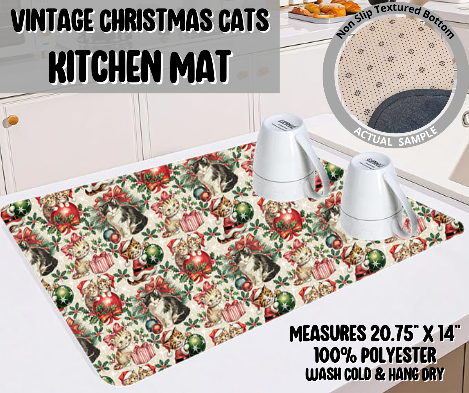 Preorder! Closes 9/10. ETA Dec. Vintage Christmas Cats Kitchen Mat