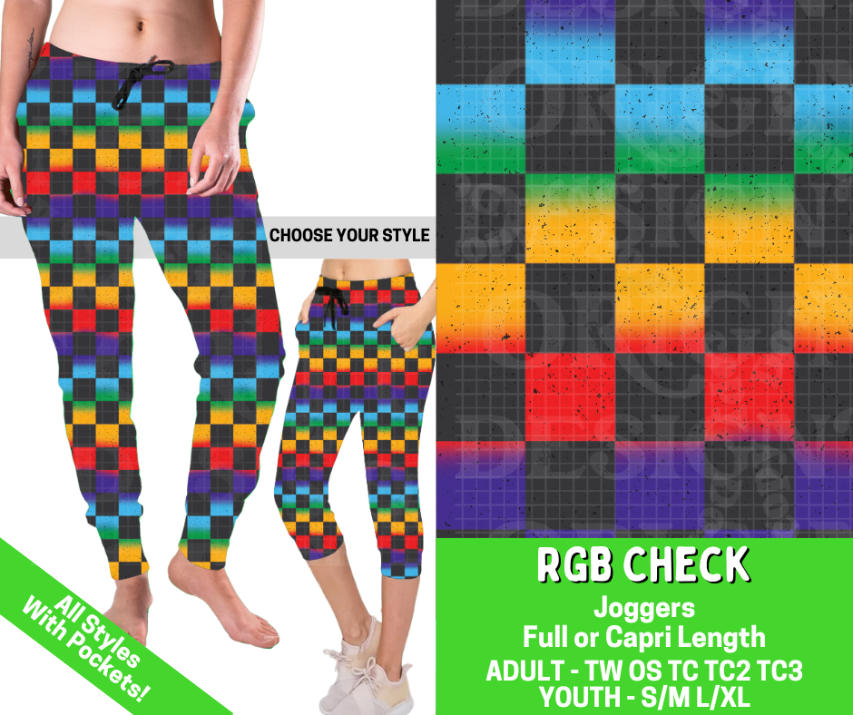 Preorder! Closes 2/25. ETA May. RGB Check Combo Jogger Lengths