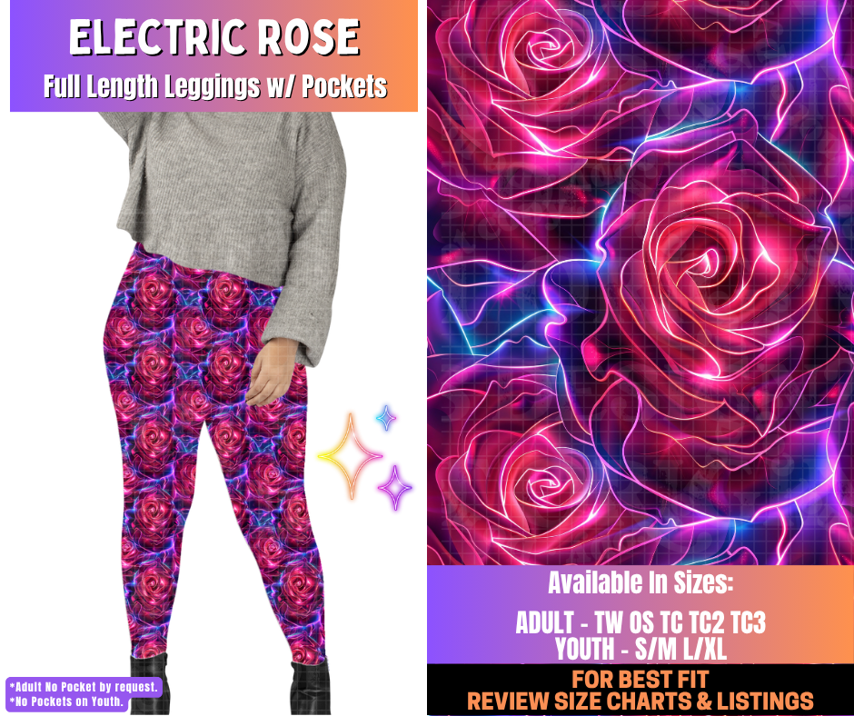 Preorder! Closes 12/10. ETA March. Electric Rose Full Length Leggings w/wo Pockets