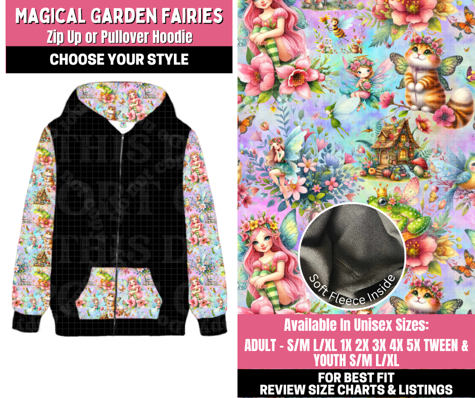 Preorder! Closes 11/19. ETA Jan. Magical Garden Fairies Zip-Up or Pullover Hoodie
