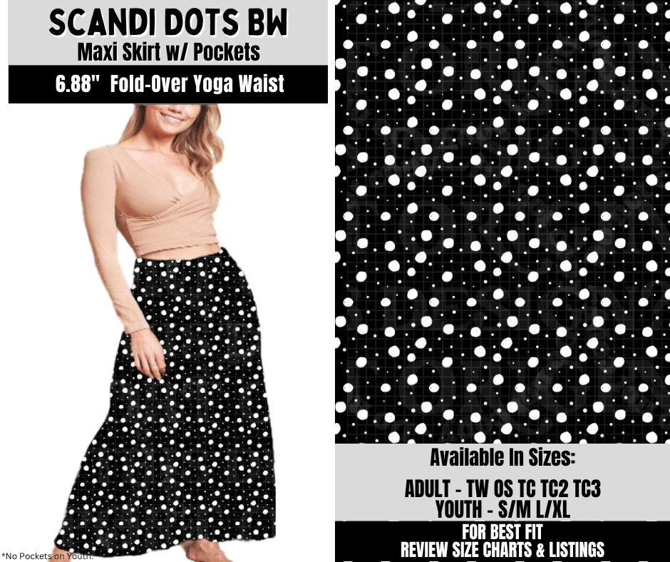 Preorder! Closes 10/6. ETA Dec. Scandi Dots BW Maxi Skirt