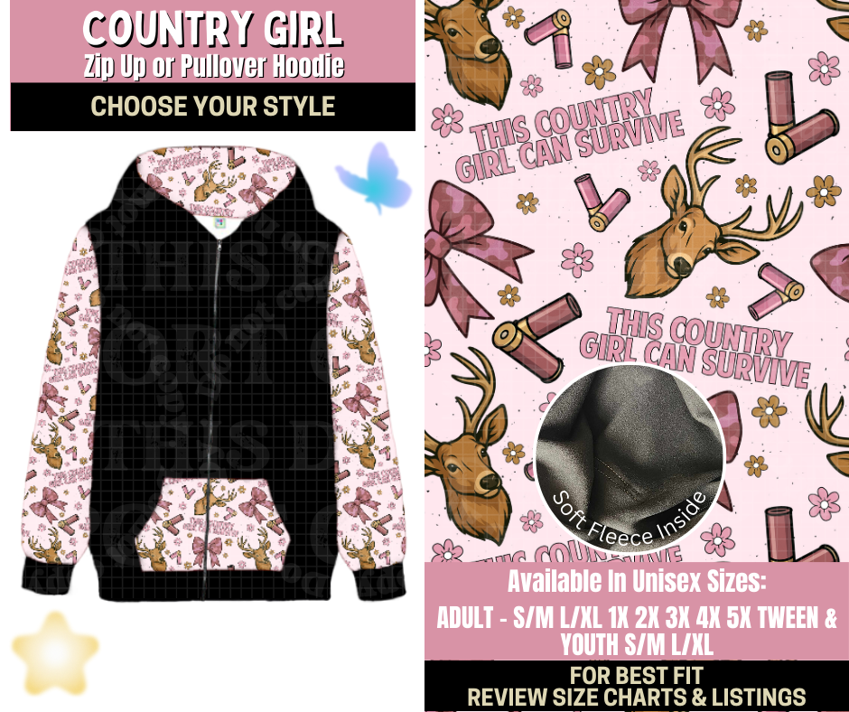 Preorder! Closes 9/25. ETA Dec. Country Girl Zip-Up or Pullover Hoodie