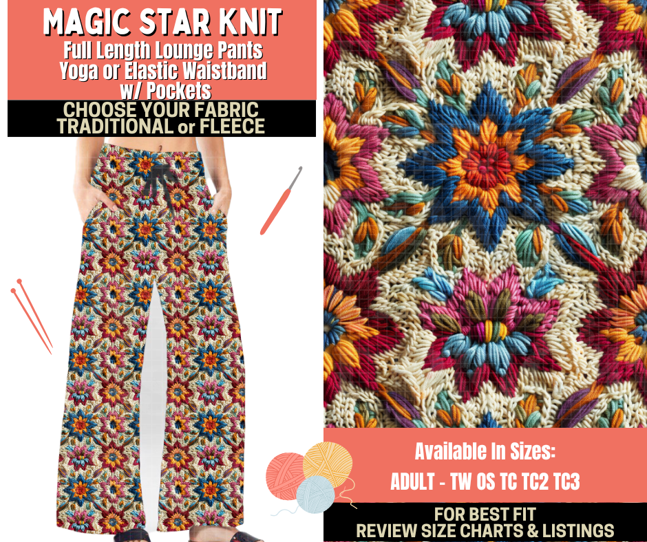 Preorder! Closes 10/1. ETA Dec. Magic Star Knit Lounge Pants Choose Fleece or Traditional