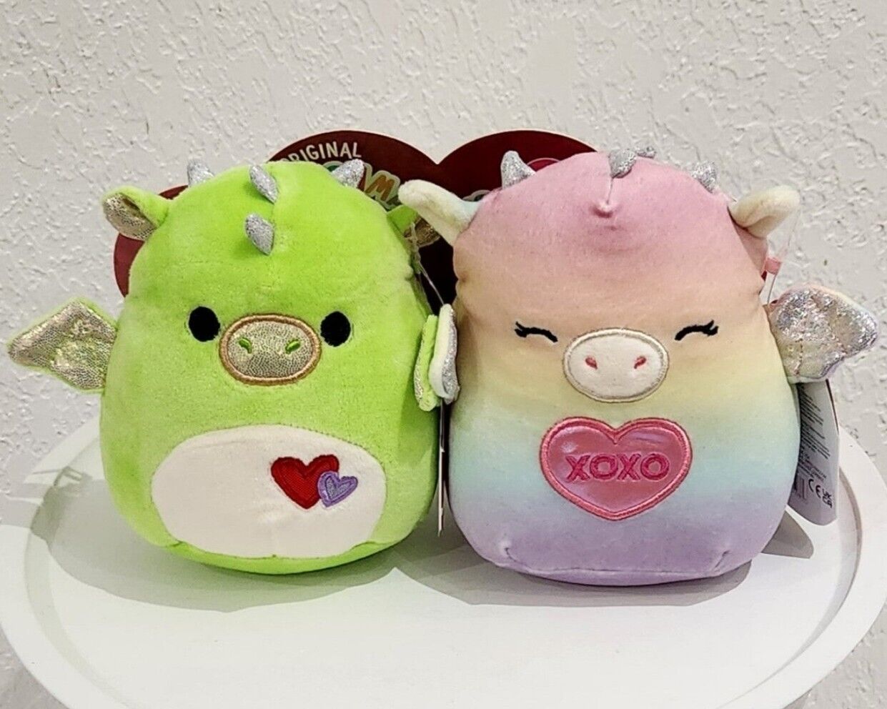 Squishmallows Azizi & Duranza 5" 2023 Valentine's Collection Dragon Set