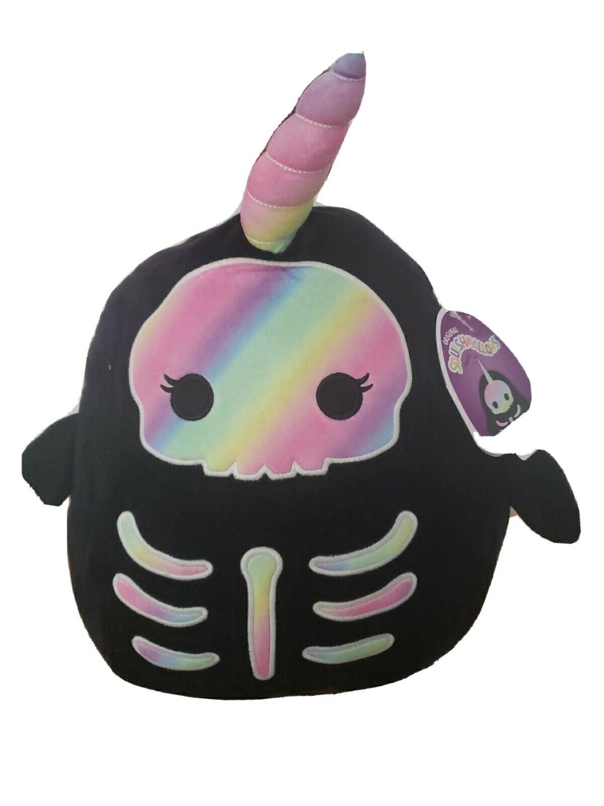 Squishmallows Bufinda the Skeleton Narwhal 12" Glow in The Dark Stuffed Plush