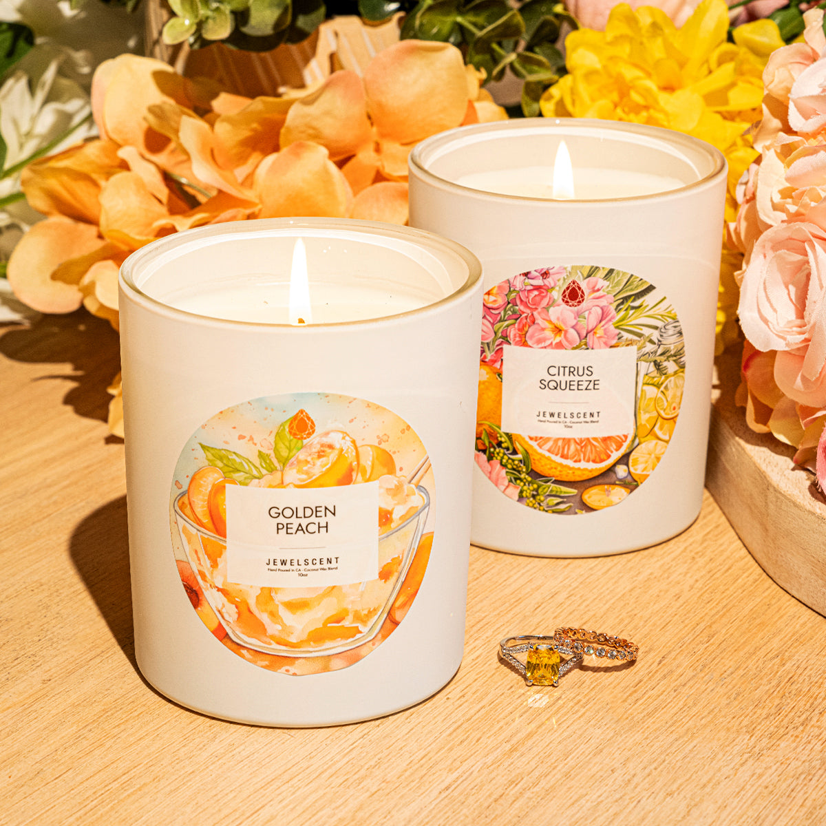 Golden Peach 10oz Signature Jewelry Candle