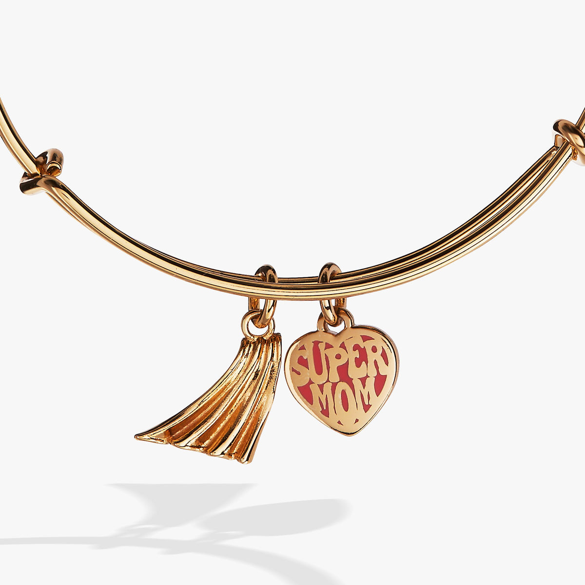 'Super Mom' Heart and Cape Charm Bangle