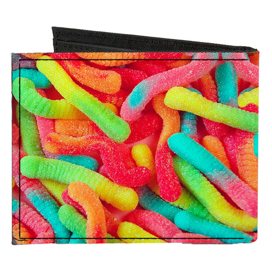Canvas Bi-Fold Wallet - Vivid Sour Worms Stacked