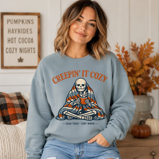 Creepin It Cozy Fall/Halloween Graphic Sweatshirt