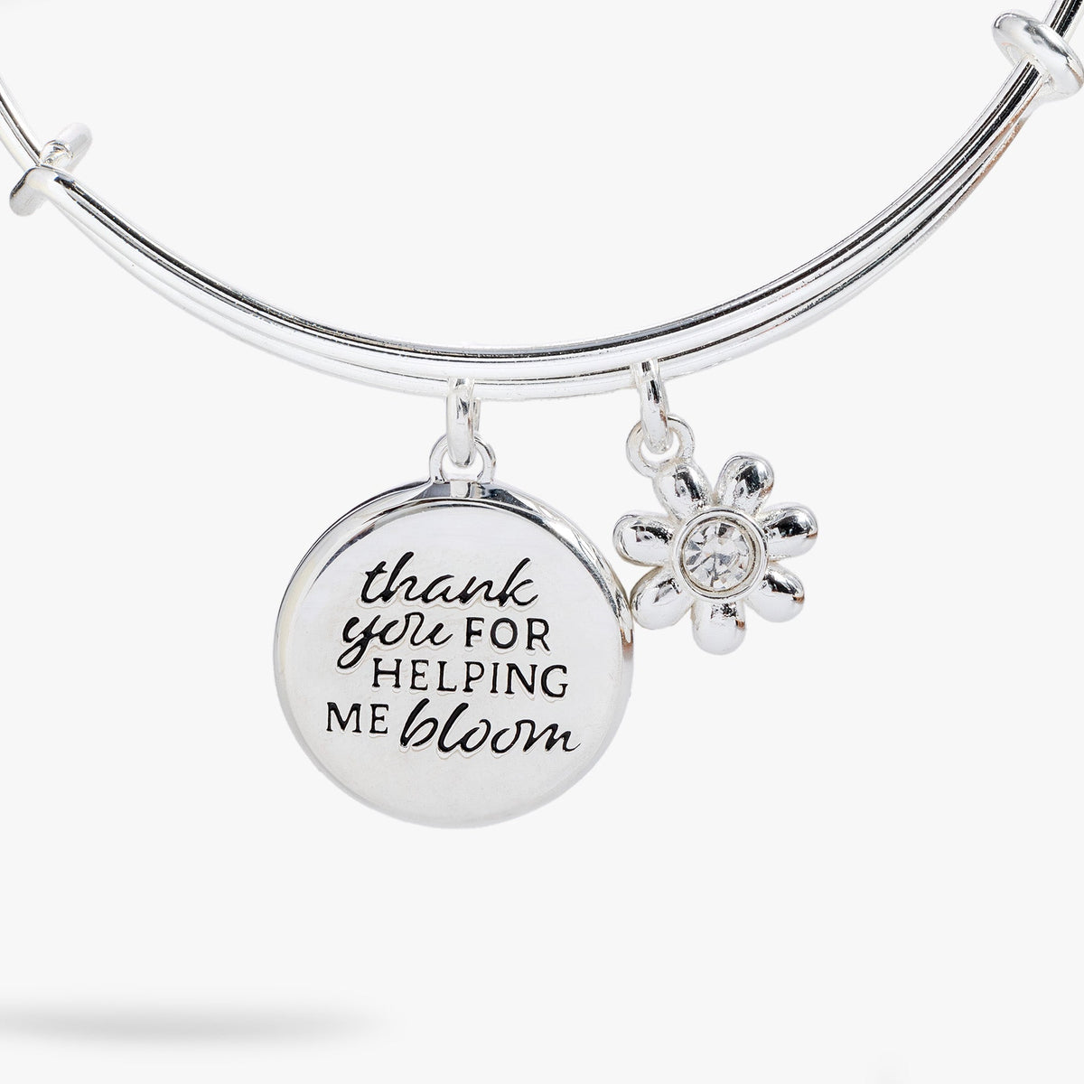 Thank You For Helping Me Bloom' Charm Bangle