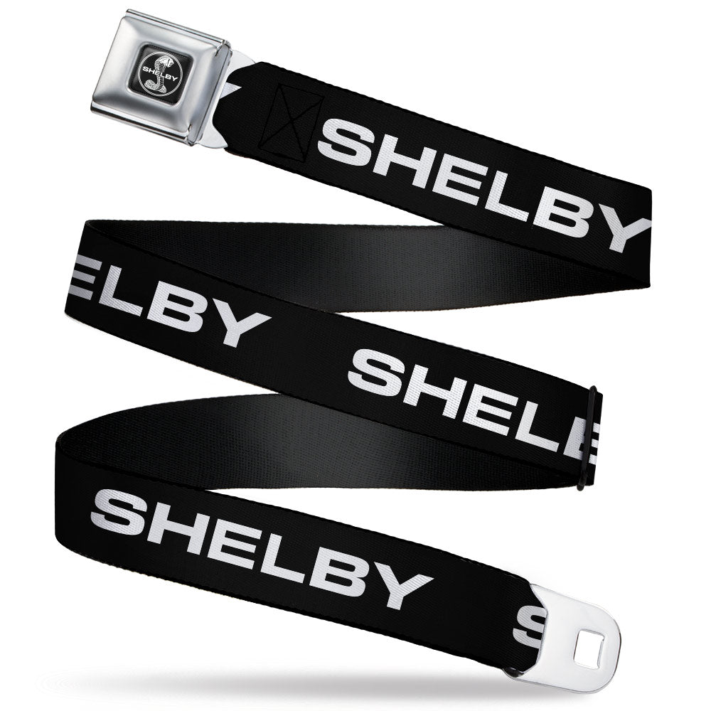 SHELBY Tiffany Split Full Color Black/White Seatbelt Belt - SHELBY Text Only Black/White Webbing