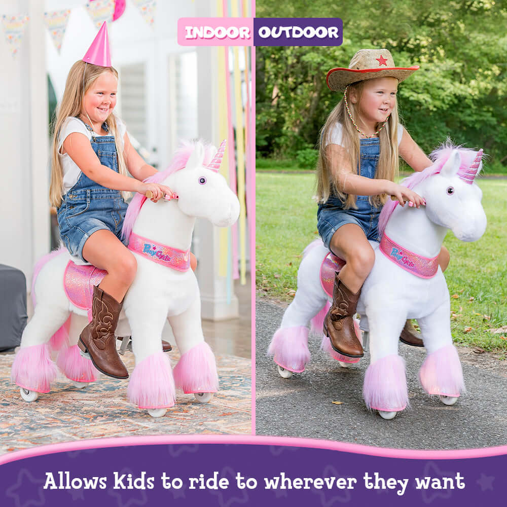 Model U Ride-On Plush Unicorn Age 4-7 Pink