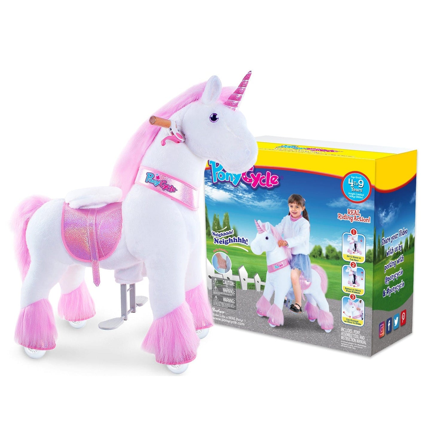 Model U Ride-On Plush Unicorn Age 4-7 Pink