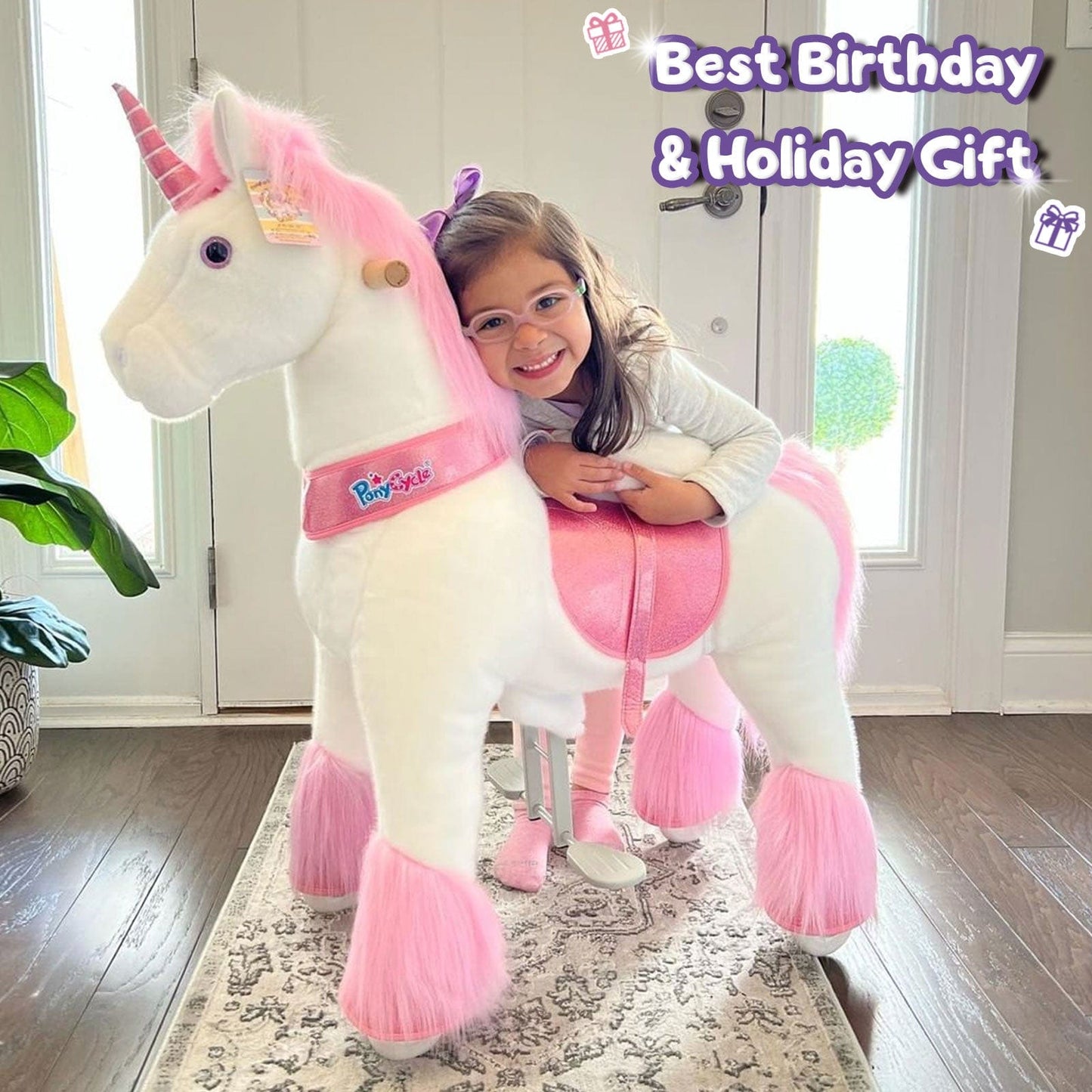 Model U Ride-On Plush Unicorn Age 4-7 Pink
