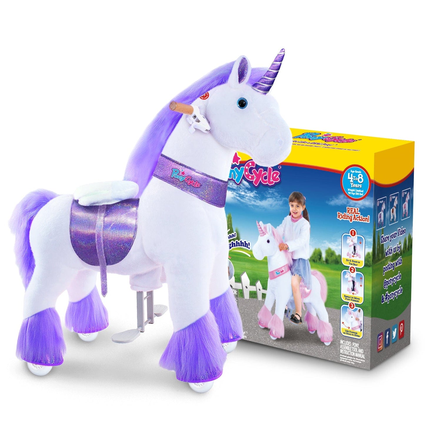 Model U Ride-On Plush Unicorn Age 4-7 Purple