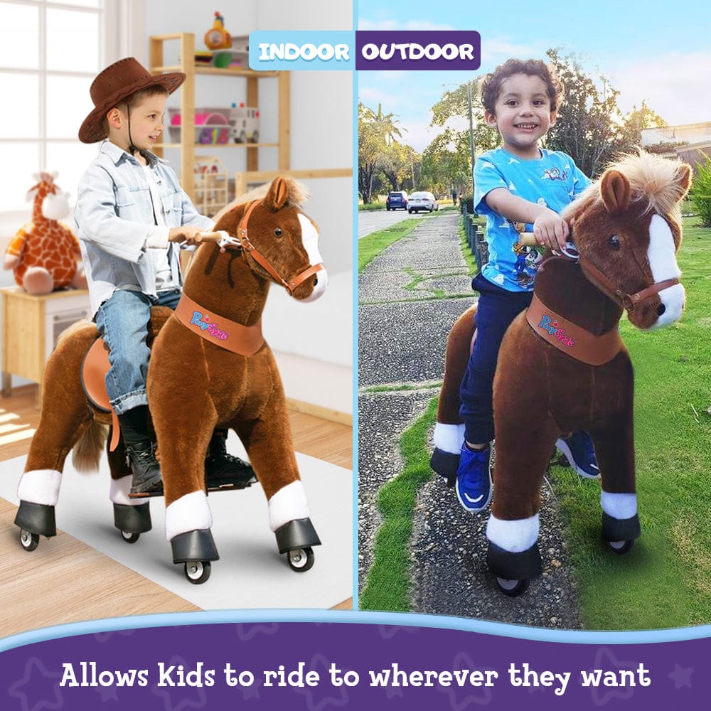 PonyCycle Large Ride On Horse Toy - Brown