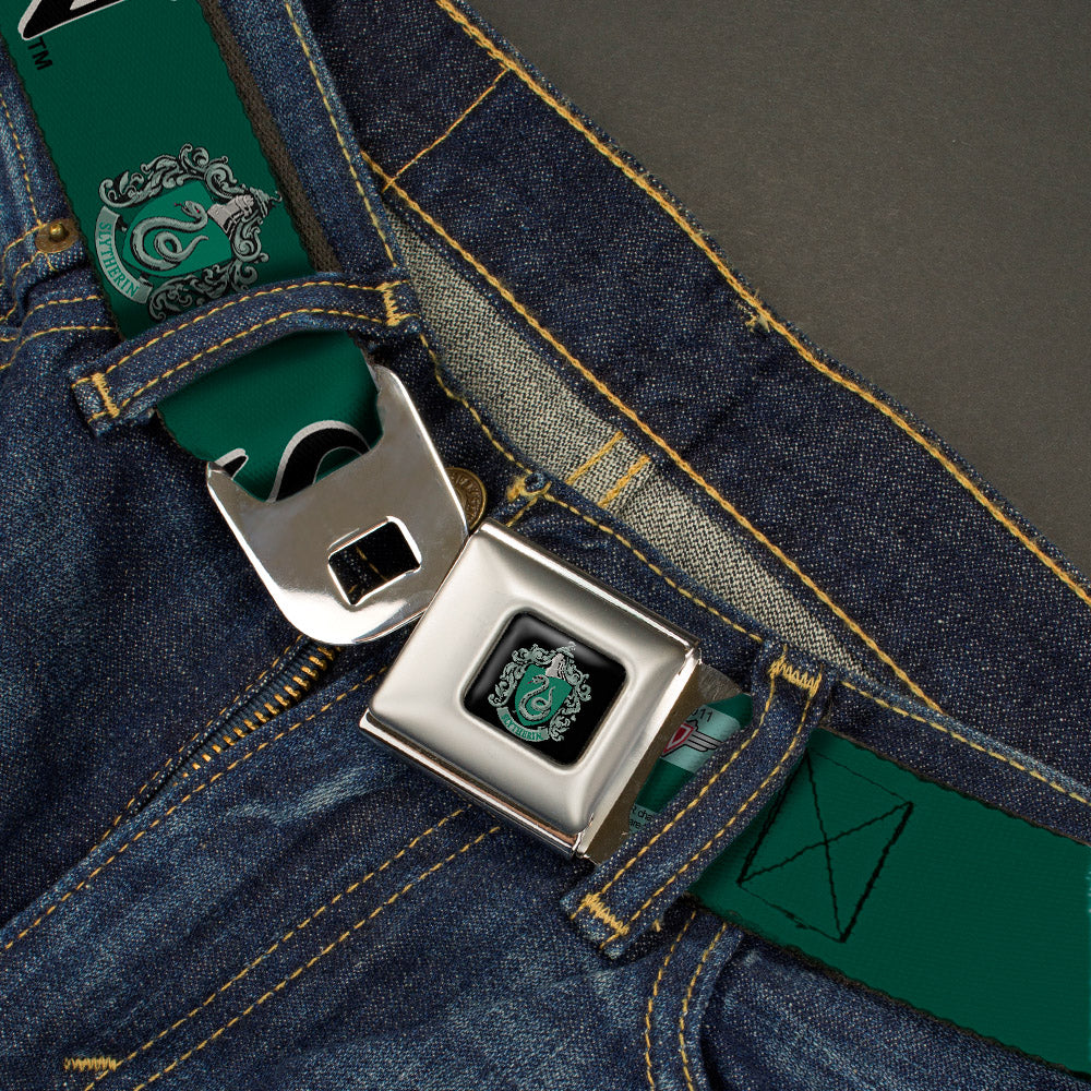 Slytherin Crest Full Color Seatbelt Belt - Harry Potter SLYTHERIN & Crest Green/Black Webbing