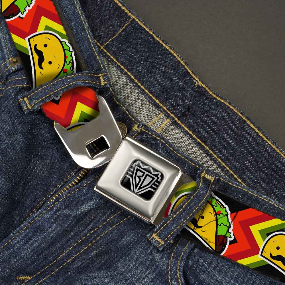 BD Wings Logo CLOSE-UP Full Color Black Silver Seatbelt Belt - Taco Man Webbing