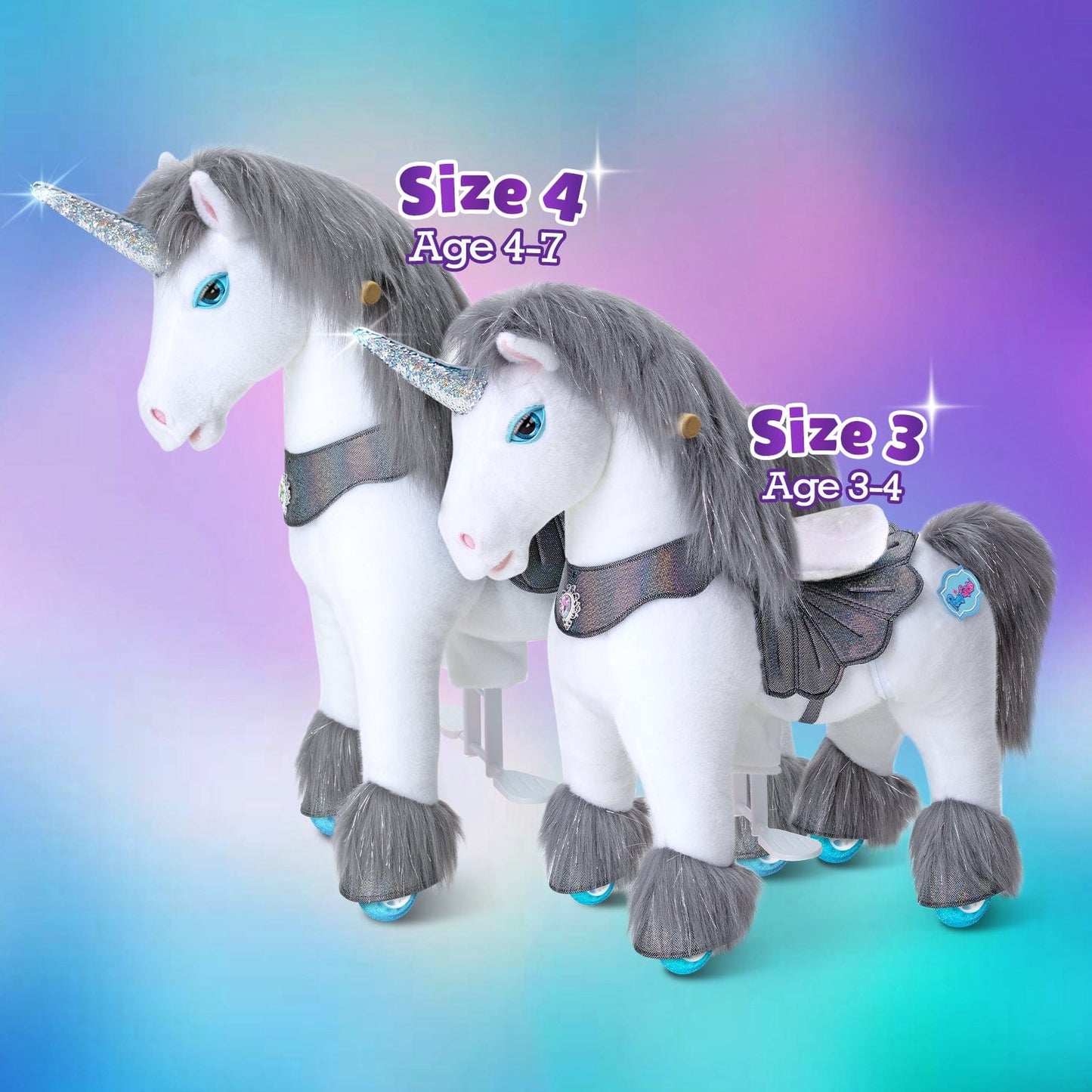 Model Y Grey Unicorn Rideable Toy for Age 3-4
