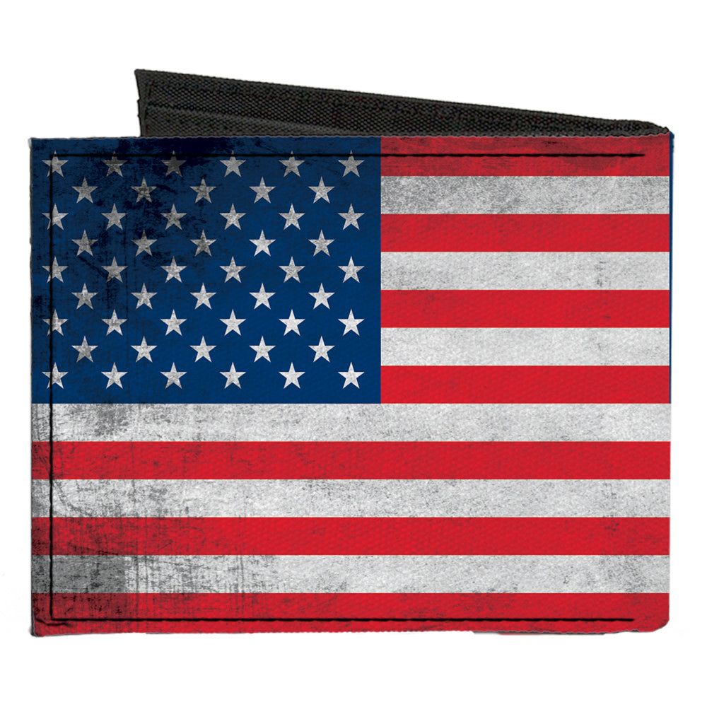 Canvas Bi-Fold Wallet - American Flag Distressed