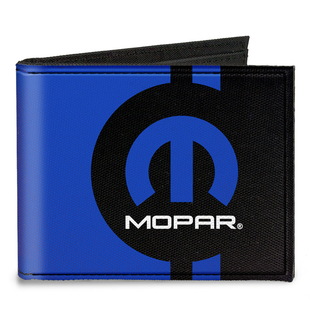 Canvas Bi-Fold Wallet - MOPAR Logo Stripe2 Black Blue