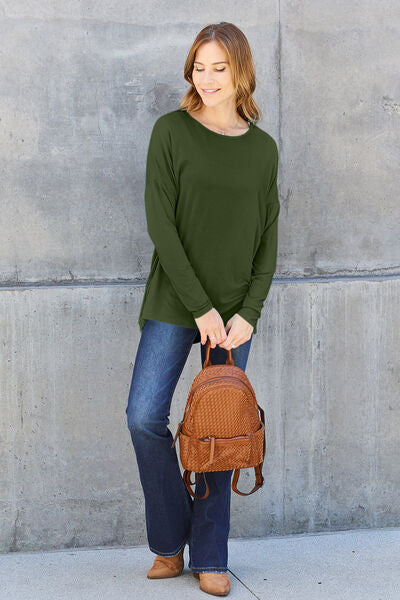 Basic Bae Round Neck Dropped Shoulder T-Shirt