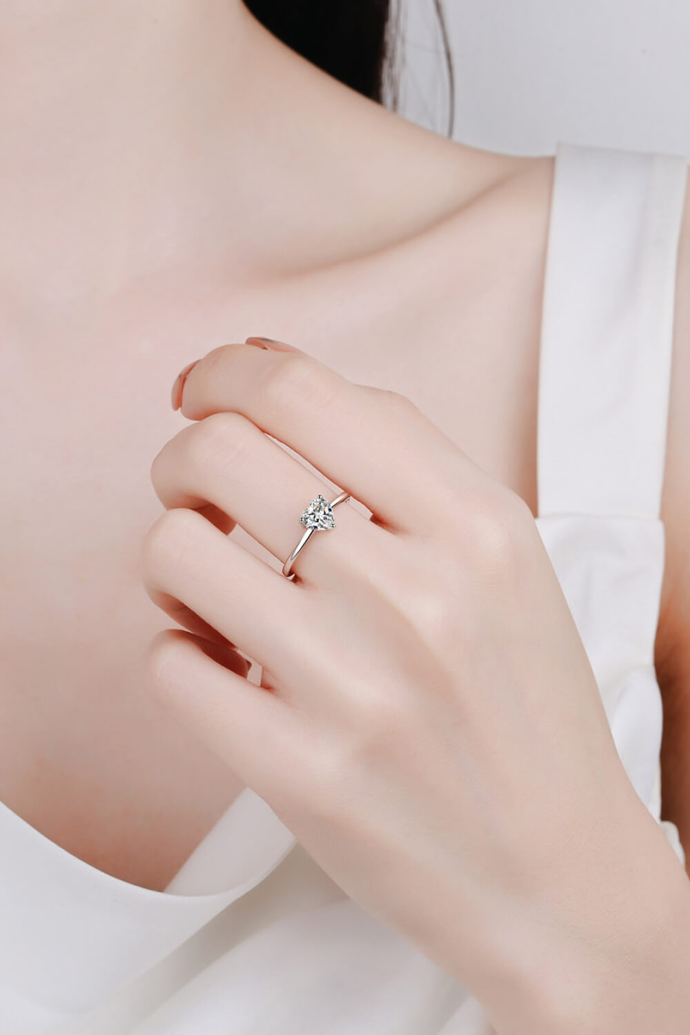 925 Sterling Silver Heart-Shaped Moissanite Solitaire Ring (PREORDER)