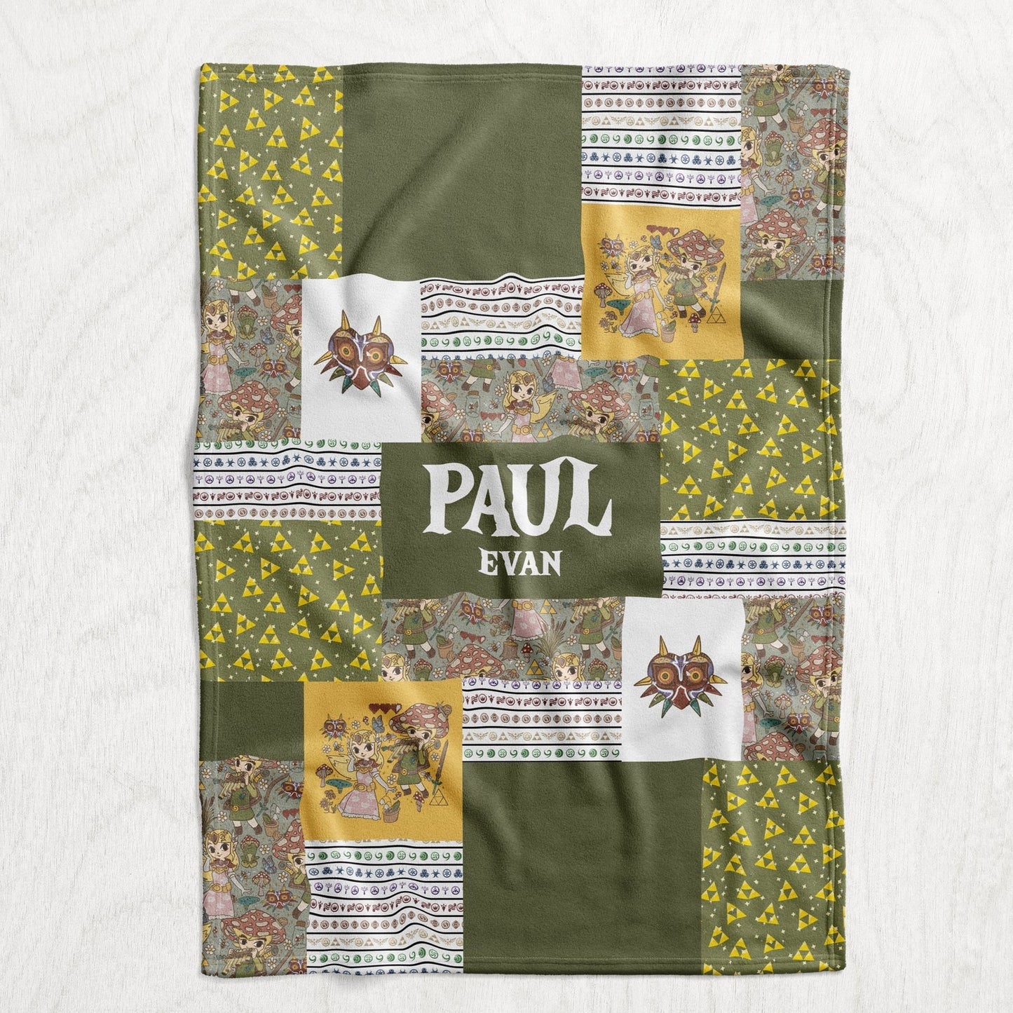 Custom Personalized Plush Minky Blanket - Breath of the Wild Faux Quilt Style // 3 sizes