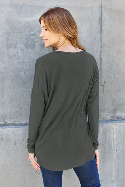 Basic Bae Round Neck Dropped Shoulder T-Shirt