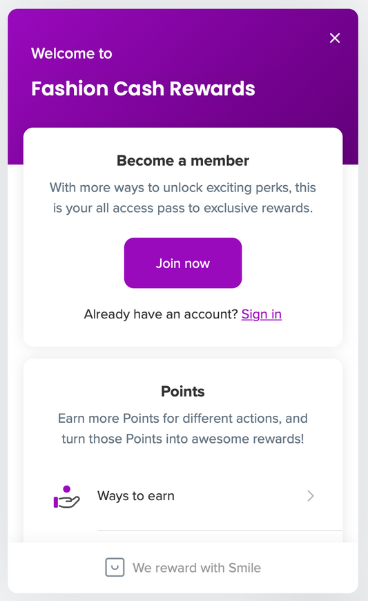Fashion Cash Rewards Program
