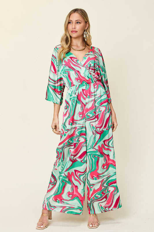 Double Take Half Sleeve Wide Leg Jumpsuit