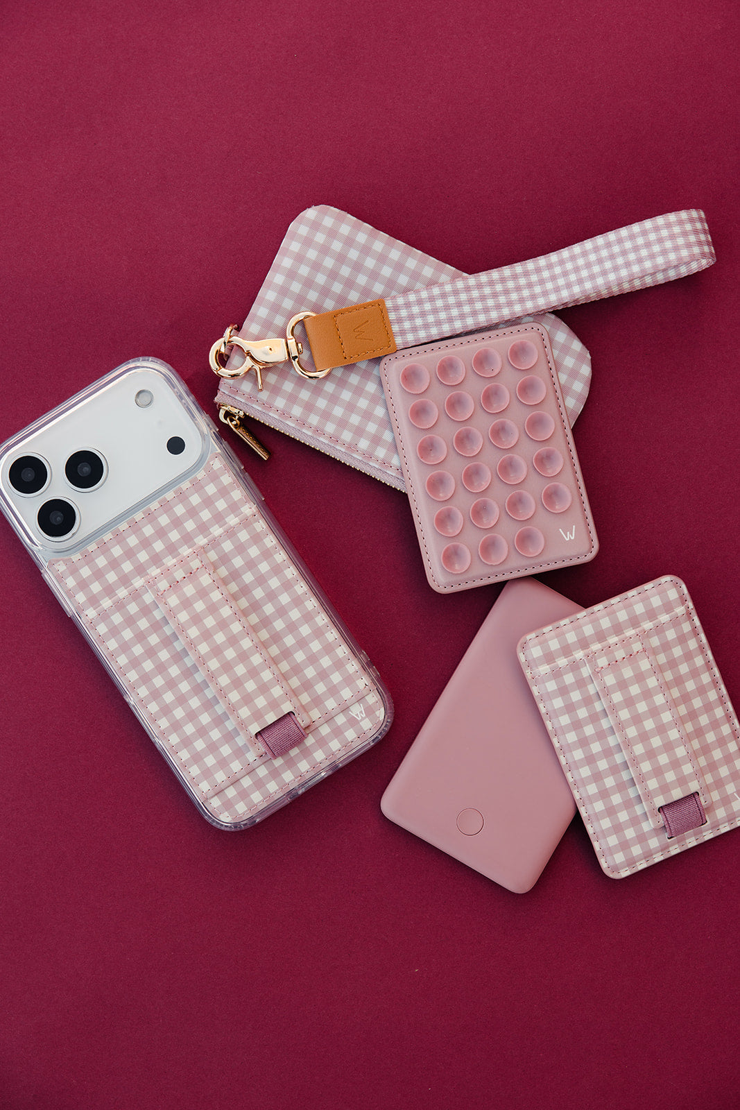 Blushing Gingham Wrist Lanyard