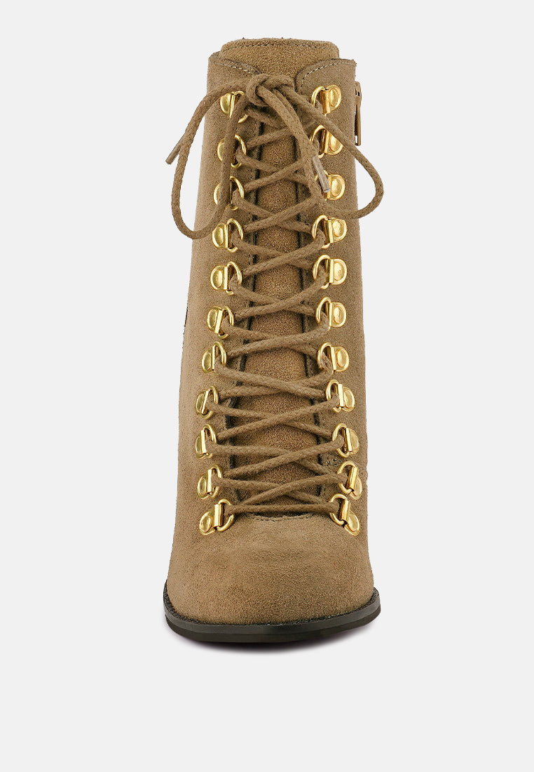 Goose-Feather Antique High Heeled Ankle Boot