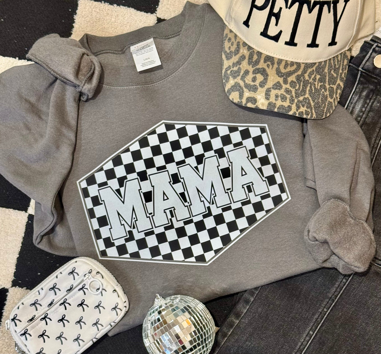 Mama Checkered Tee/Sweatshirt (PREORDER CLOSES 11/30, ETA 1 WEEK)