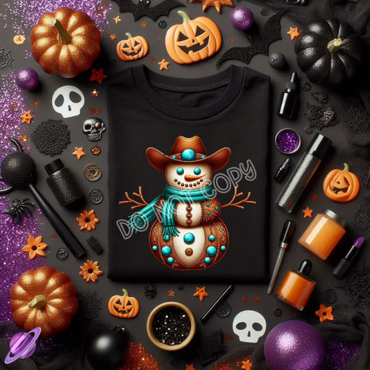 LEATHER SNOWMAN PATCH TEE