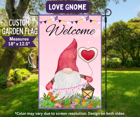 Preorder! Closes 11/9. ETA Feb. Love Gnome Garden Flag
