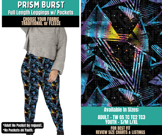 Preorder! Closes 11/12. ETA Feb. Prism Burst Leggings Choose Fleece or Traditional