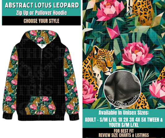 Preorder! Closes 11/12. ETA Feb. Abstract Lotus Leopard Zip-Up or Pullover Hoodie