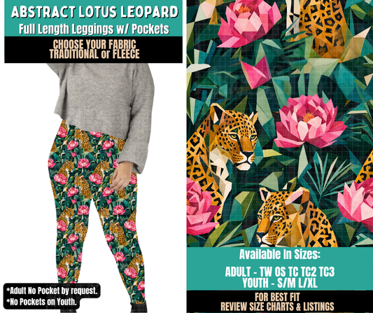 Preorder! Closes 11/12. ETA Feb. Abstract Lotus Leopard Leggings Choose Fleece or Traditional